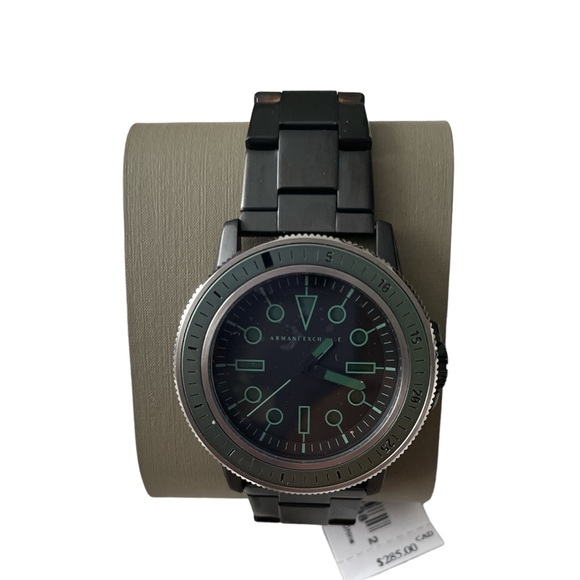 Armani Exchange Three-Hand Black Stainless Steel Watch (Leonardo) - Picture 2 of 8